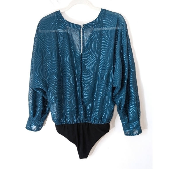 NMZ Collection Turquoise Sequin Bodysuit small - Picture 2 of 12
